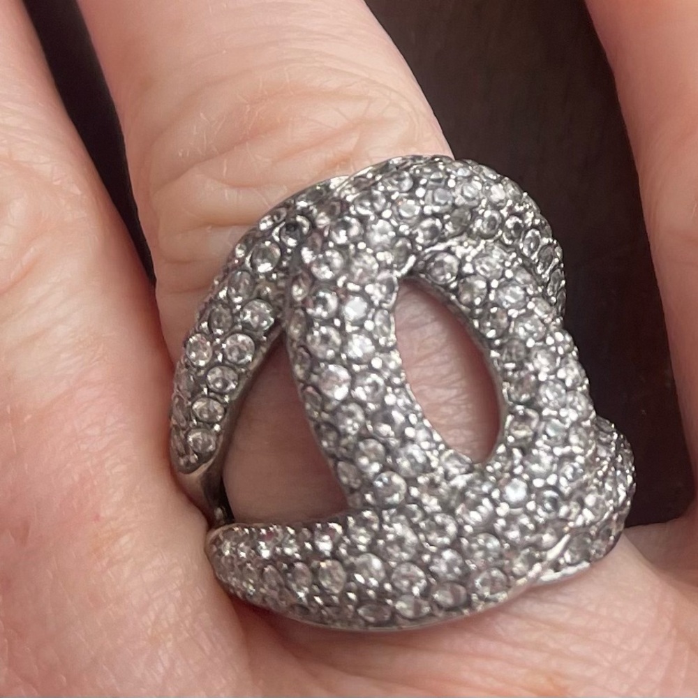 Statement Cocktail Ring Crystal Bling Size 7 Knot Wrap Bubble Intertwined Loops